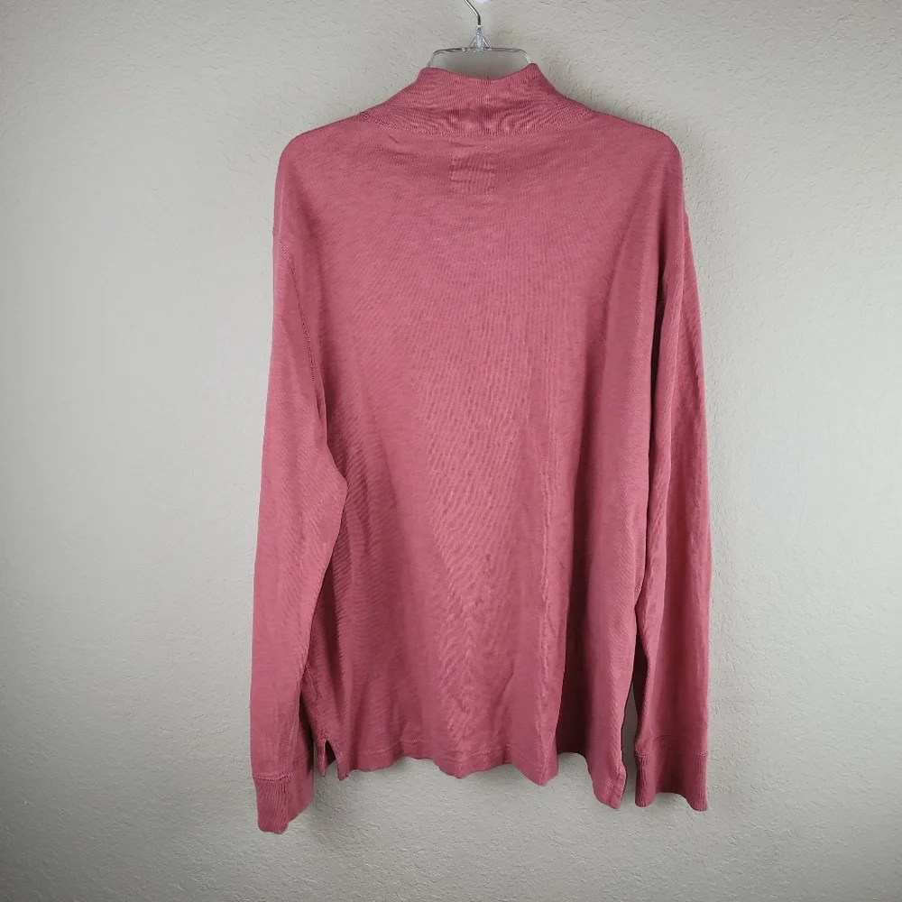 J Crew Men L Pullover‎ 100% Cotton Ringspun Jersey 4-Button Mockneck 45235